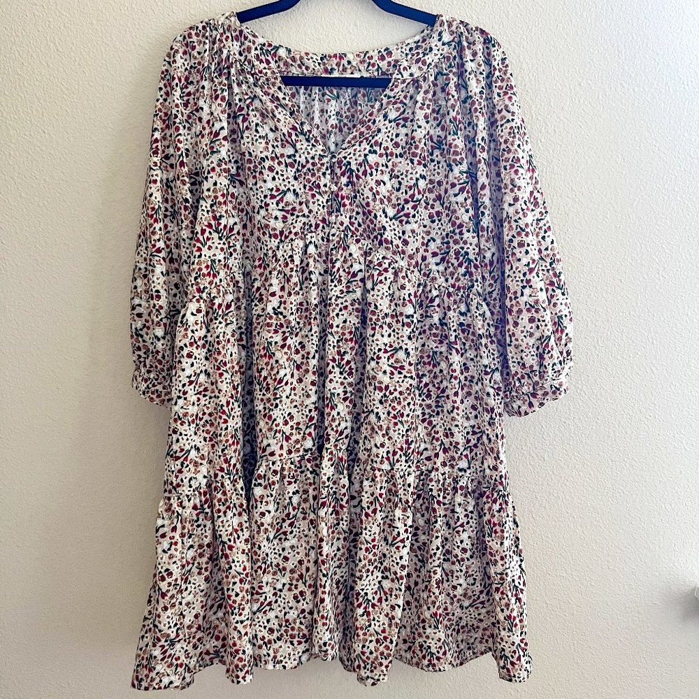 Entro Beige Ditsy Floral Dress from Mint Julep Boutique
